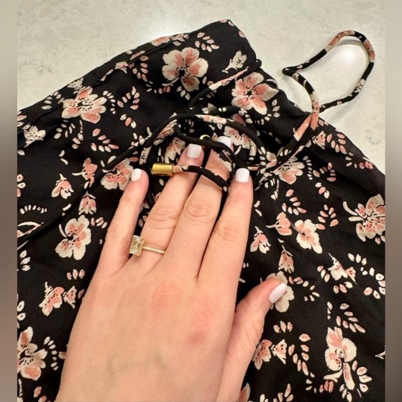 NWT $128 Free People Black Floral Bijou Smocked Crop Top & Skirt 2 pc Set 4 - Picture 7 of 9